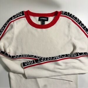 Express White Logo Patterend Sweater